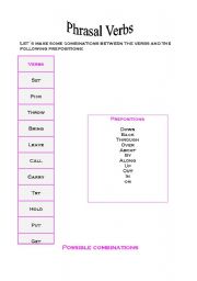 English worksheet: Lets combine verbs and prepositions