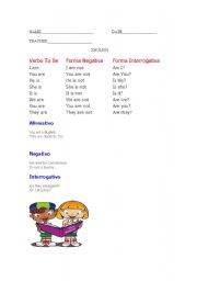 English worksheet: Verbo to be