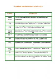 English Worksheet: Common suffixes