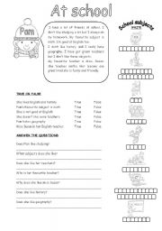 English Worksheet: AT SCHOOL