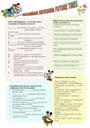 English Worksheet: GRAMMAR REVISION: FUTURE TIMES