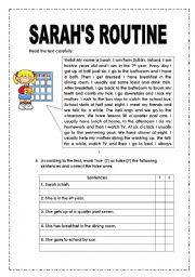 English Worksheet: SARAHS ROUTINE