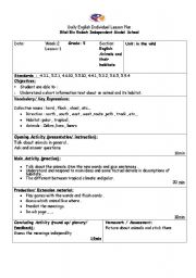 English Worksheet: lesson plan 