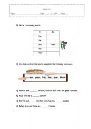 English worksheet: possessive pronouns