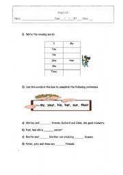 English Worksheet: possessive pronouns