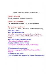 English worksheet: introduce yourself