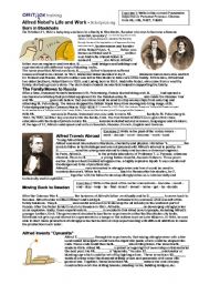 English Worksheet: Alfred Nobels Life and Work _ Exercises on Pronouns, Verbs and Prepositions