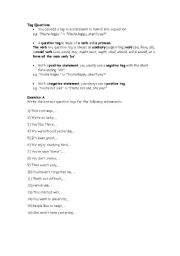 English worksheet: Tag Questions - int / upper int