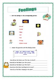 English Worksheet: FEELINGS