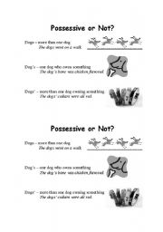 English worksheet: Possessive or Not?