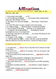 English Worksheet: Affixation