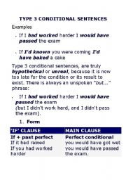 English worksheet: Third Conditional