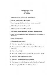 English Worksheet: Forrest Gump (movie) - Quiz