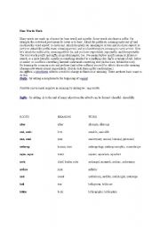 English worksheet: Affixes: Root Words, Prefixes and Suffixes