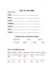 English worksheet: days of the week