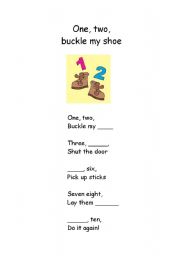 English worksheet: Rhyme - fill in the missing gaps