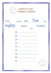 English worksheet: numbers 10-100