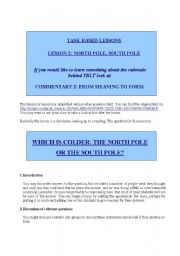English Worksheet: North Pole, South Pole / Task based lesson