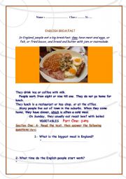 English Worksheet: English breakfast