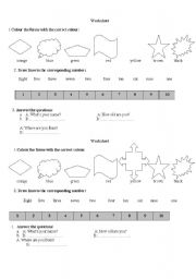 English worksheet: colours &numbers