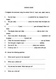 English Worksheet: modals
