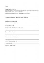 English worksheet: to tell a story test