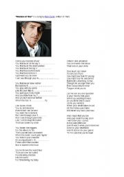 English worksheet: masters of war by Bob Dylan