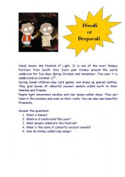 English Worksheet: Diwali - The Festival of Light