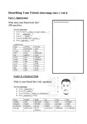 English Worksheet: Describing your friend