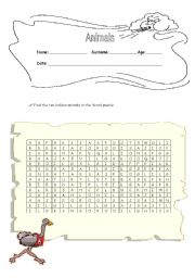 English worksheet: animals