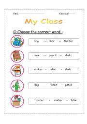 English Worksheet: classroom