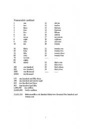 English worksheet: numbers 