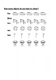 English worksheet: Colour as many football objects as asked.