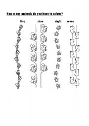 English Worksheet: colour as many animals as asked