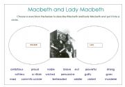 English Worksheet: Macbth and Lady Macbeth descriptive words