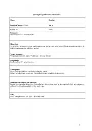Lesson plan - Revision of the Present Perfect (3 sheets)