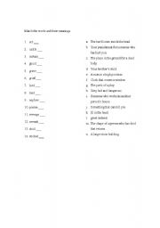 English Worksheet: Hamlet vocabulary match