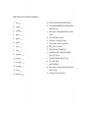 English worksheet: Hamlet vocabulary match