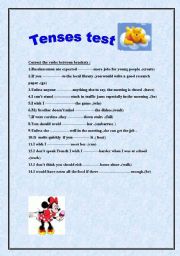 English worksheet: tenses test