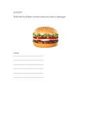 English worksheet: The hamburgerscolors