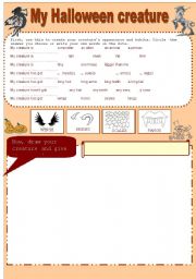 English Worksheet: My halloween creature