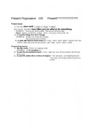 English Worksheet: Present and Present Progressive Explanation sheet