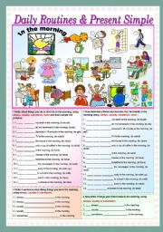English Worksheet: Daily routines & present simple