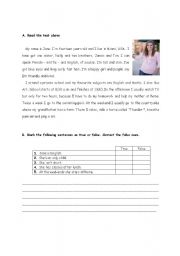 English Worksheet: Janes daily routine