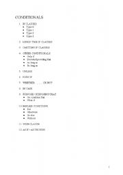 English worksheet: conditional tenses chart