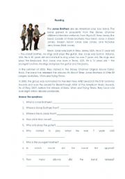 English Worksheet: Jonas Brothers Biography