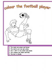 English worksheet: colour the football player!!!