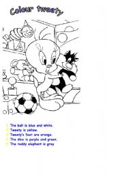 English Worksheet: colour tweety!!!