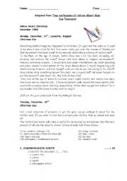 English Worksheet: Adrian Mole