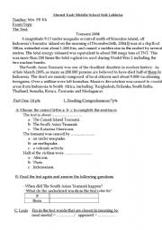 English Worksheet: Exam sample Tsunami 2004